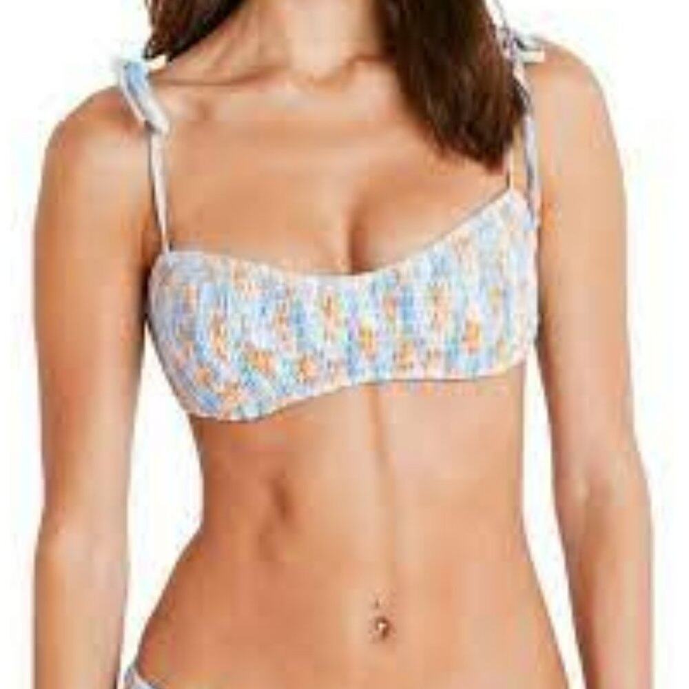 NWT Tanya Taylor Valencia Smocked Bikini Top size XL